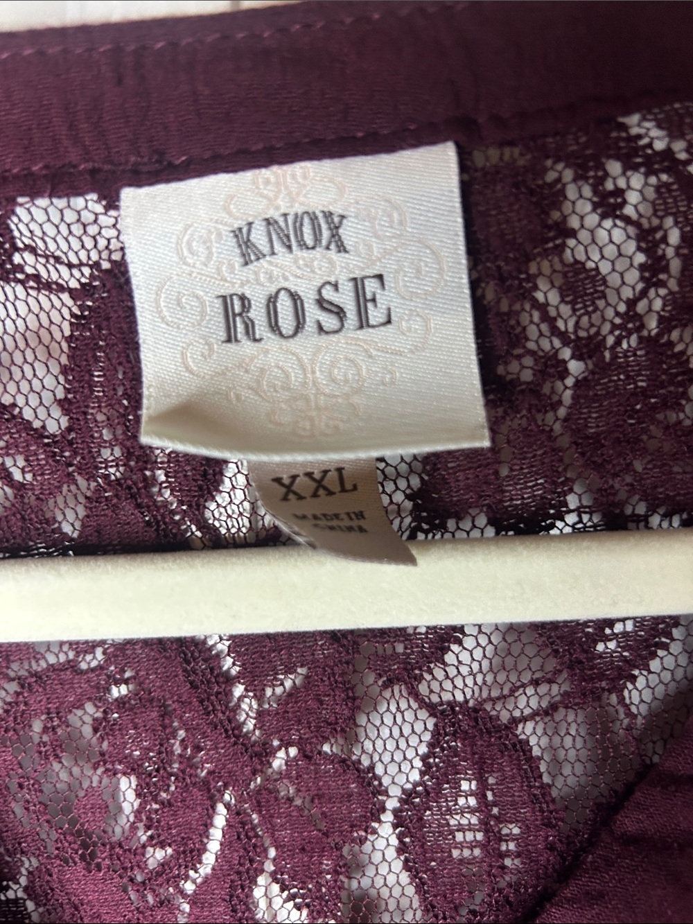 Knox Rose Burgundy Lace Boho Peasant Blouse - Picture 3 of 6